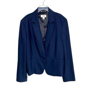 Talbots Navy Blue Wool One Button Blazer Jacket Size 12